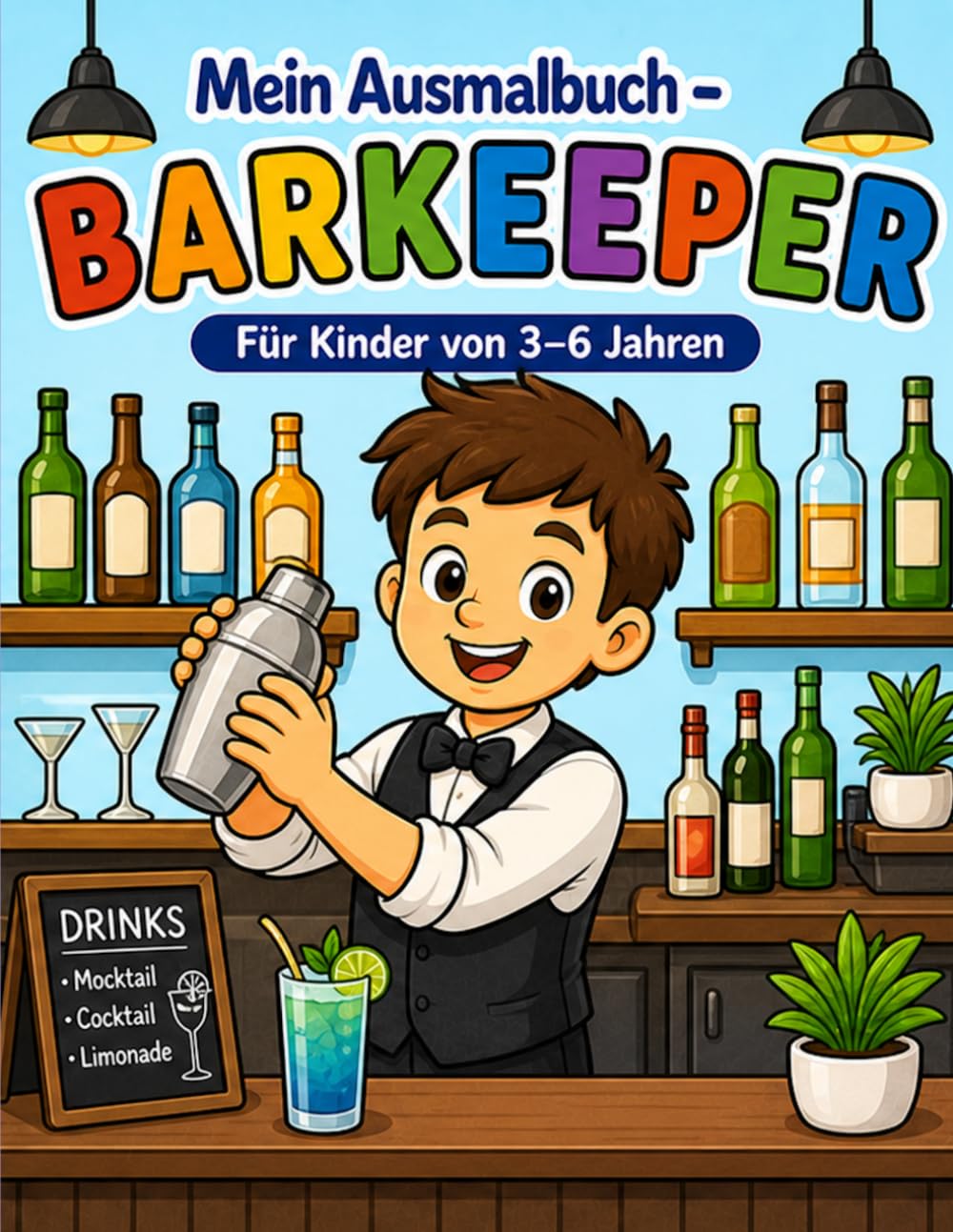 Mein Ausmalbuch - Barkeeper: Für Kinder von 3-6 Jahren | Kreativer Malspaß rund um Getränke und Bar | Für Rechts- & Linkshänder geeignet (Mein Ausmalbuch - Berufe entdecken)
