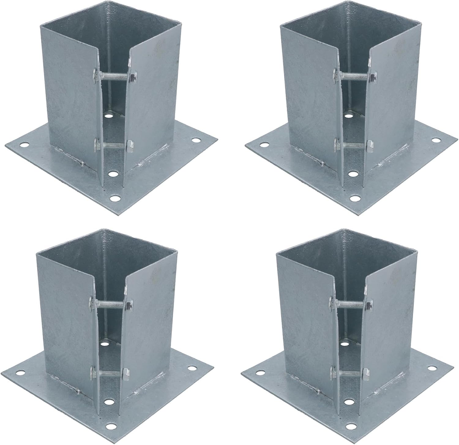 Fence Post Bolt Down Shoe Holder Support Clamp Galvanised 100 x 100mm 4PK