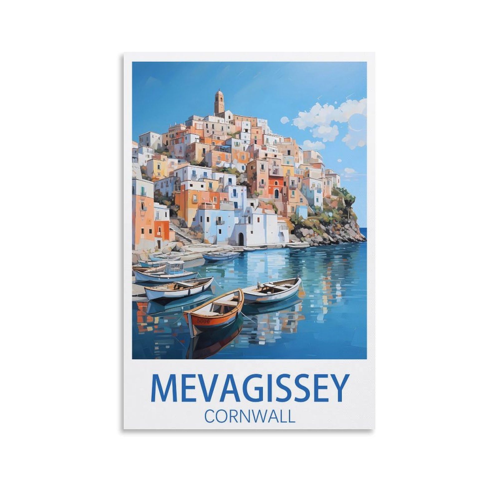 EZMLFA 5D Diamond Painting Kits for Adults,Mevagissey Cornwall,for Adults Beginners of All Ages, Round Full Drill Arts and Crafts Gems Home Wall Decor 50x60cm