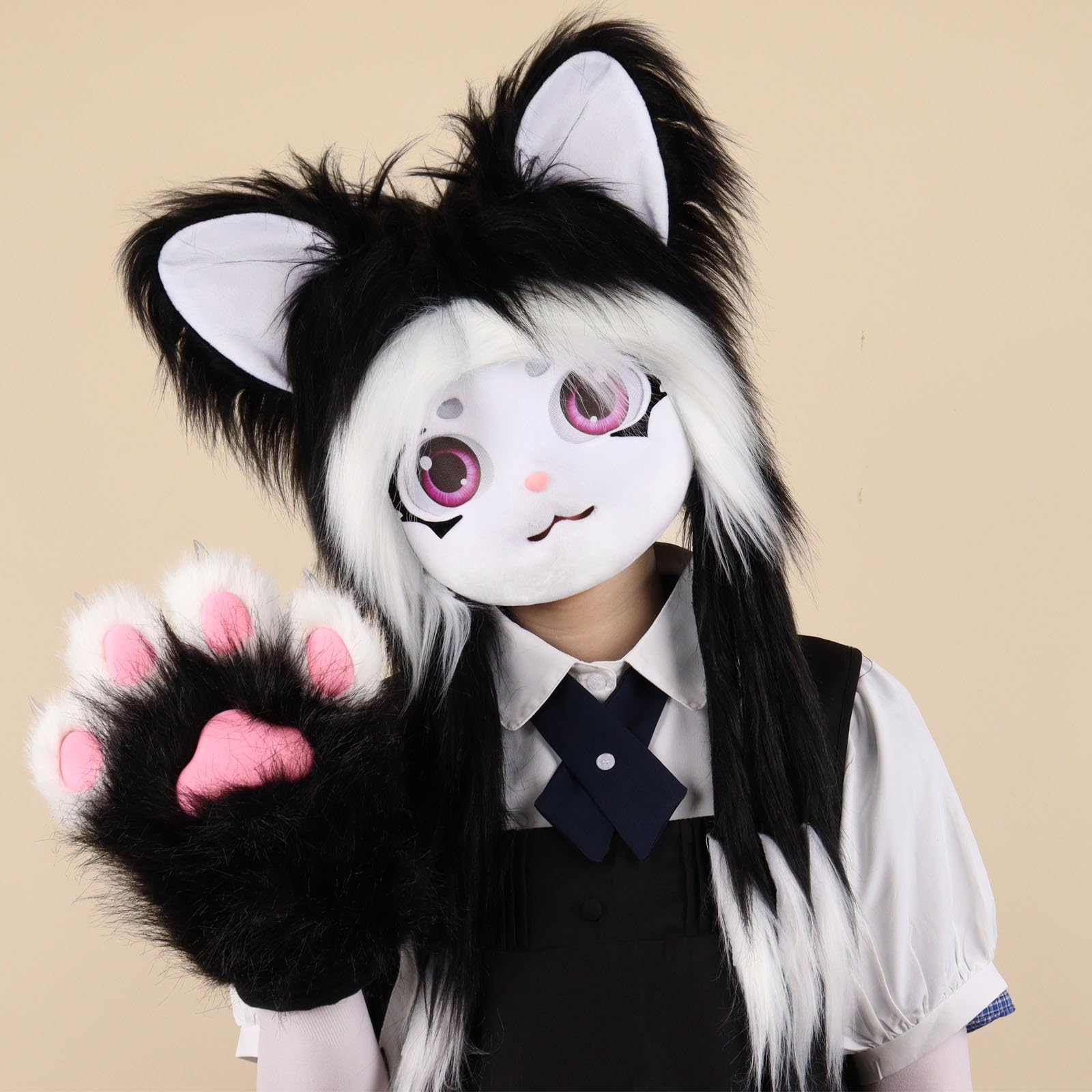 Equipo de cosplay para festivales peludos, cómodo gorro de animales, perfecto para juegos de rol y eventos de disfraces, barrio de cosplay suave