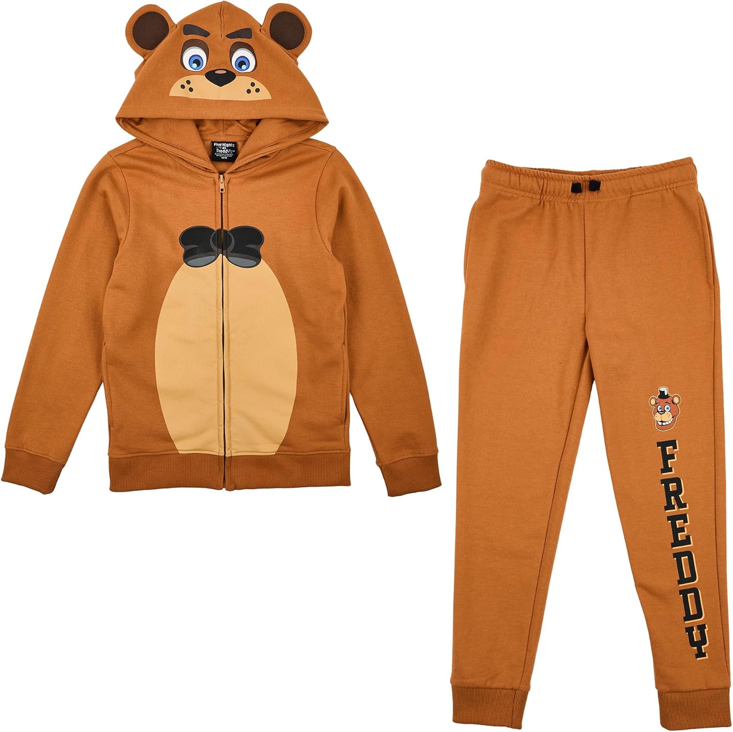 Bioworld Five Nights At Freddy's Freddy Fazbear Boy's 2-Pack Cosplay Zip Front Hoodie & Joggers Set