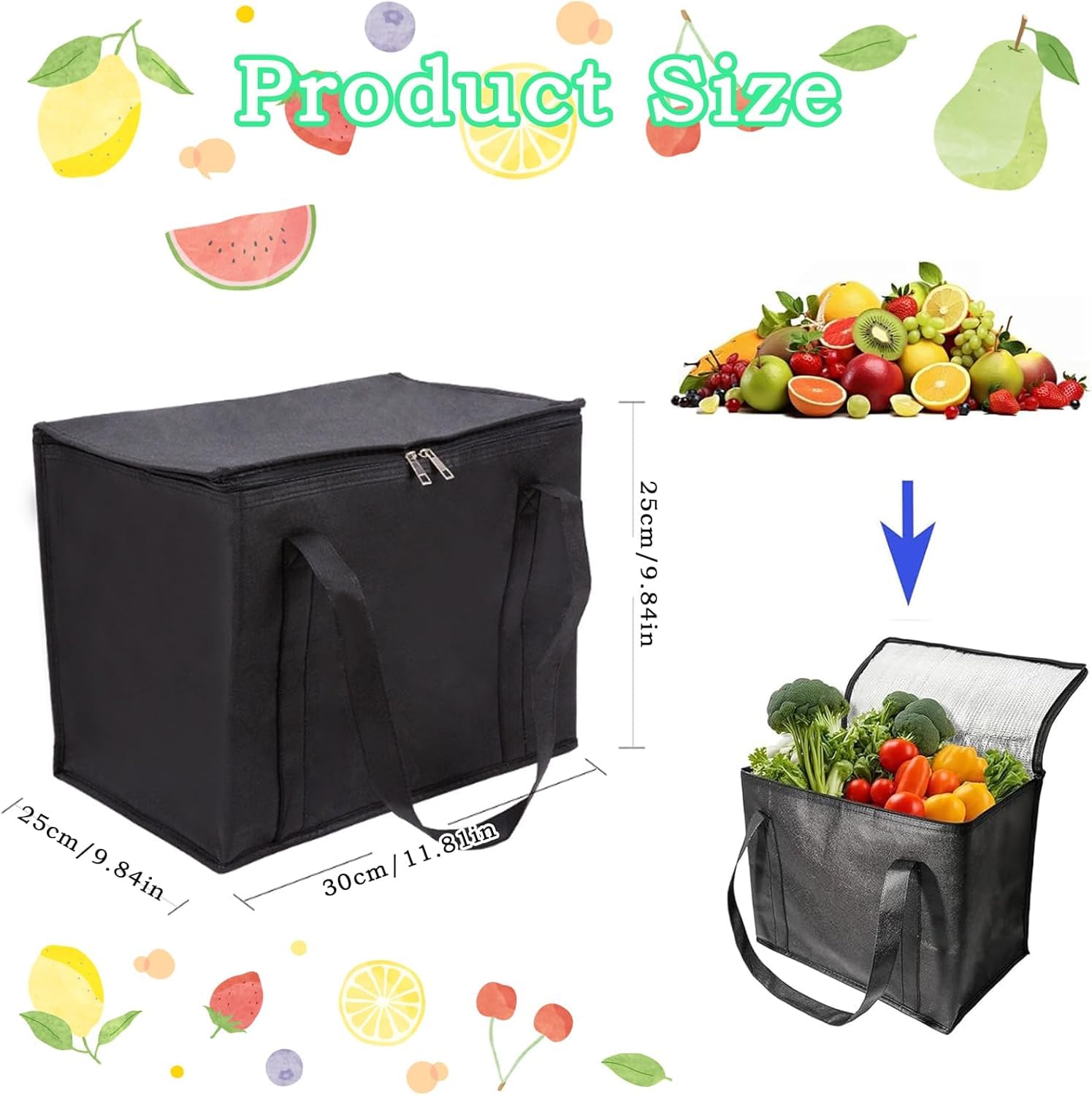 Cool Bags, 18L Large Insulated Picnic Cool Bag, Thermal Food Delivery Bag with Layer Protection - Image 2