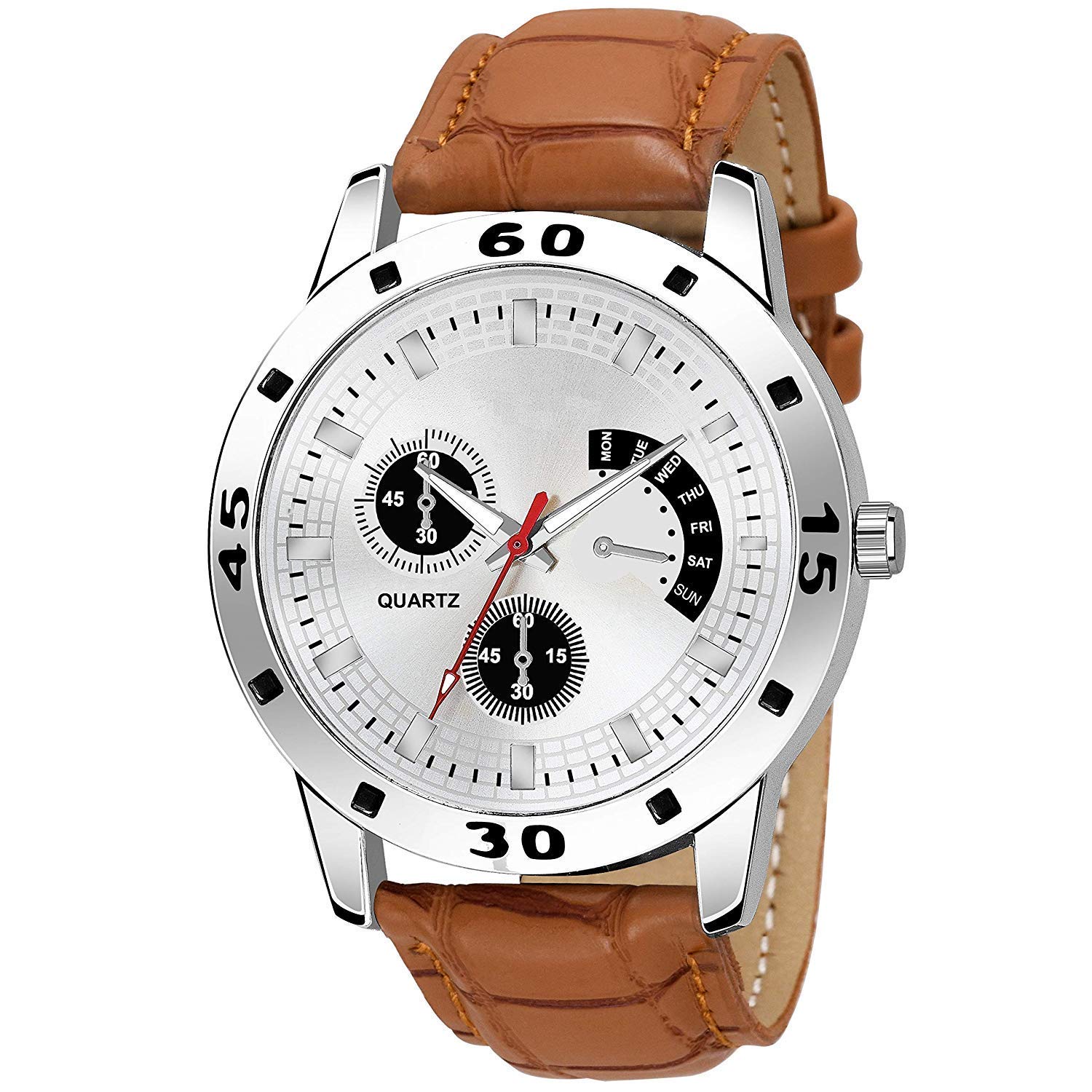 Praizy Silver Dial Analgoue Watch for Men(Brown Strap) (B08WS5YGLY) Amazon Price History, Amazon Price Tracker
