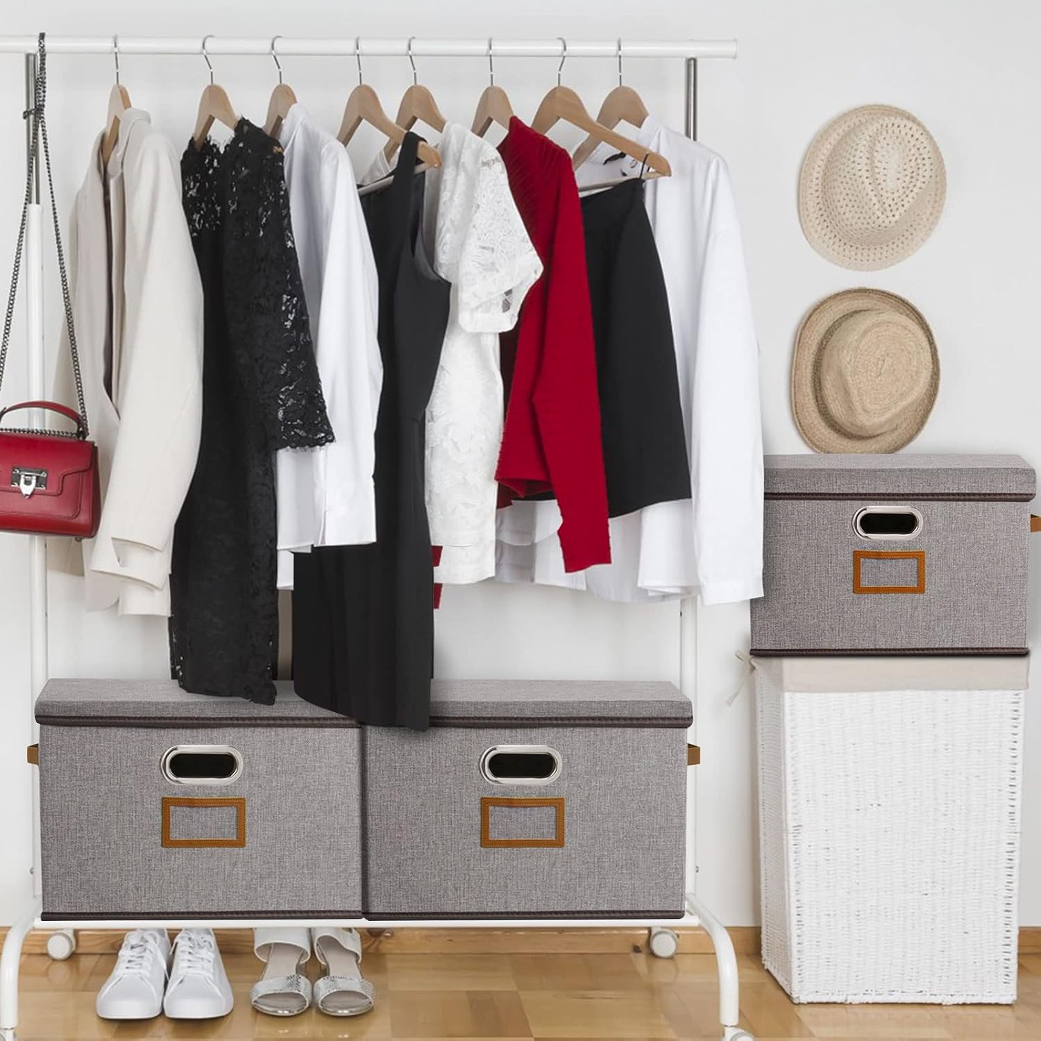 OUTBROS Wardrobe Storage Organiser, Foldable Baskets for Shelves Fabric Cube Organiser Box - Image 5