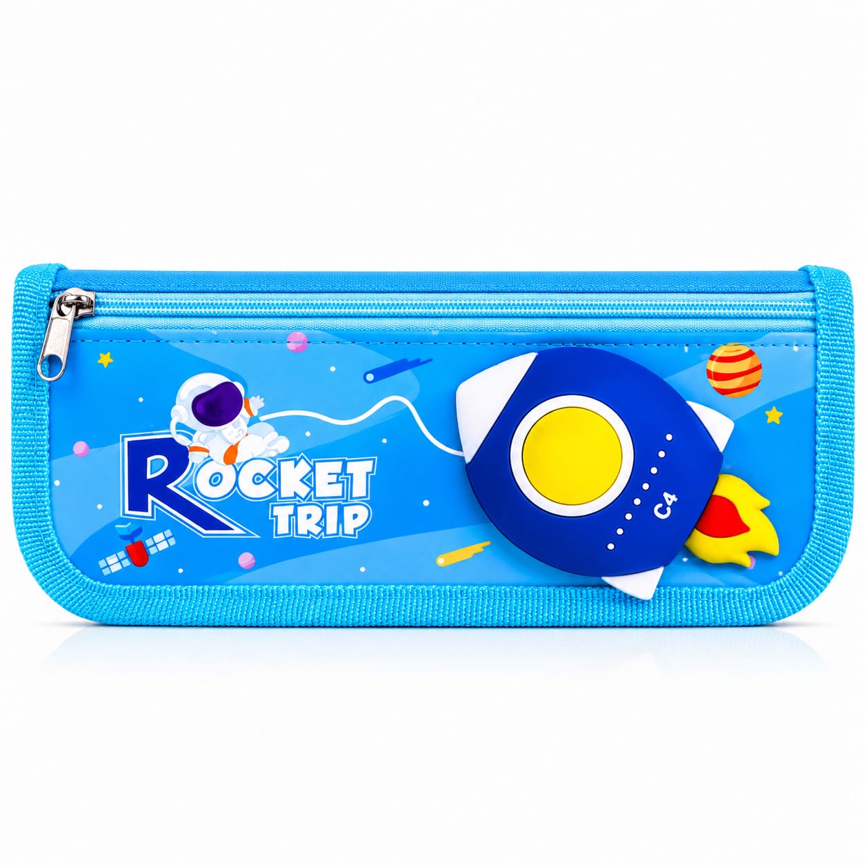 3D Space Rocket Pencil Pouch Durable School Stationary Case