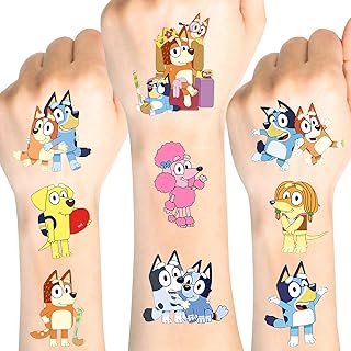 20 Sheets (650Pcs) Blue Dog Temporary Tattoos Stickers for Kids, Blue Dog Birthday Party Supplies Decorations Party Favor...