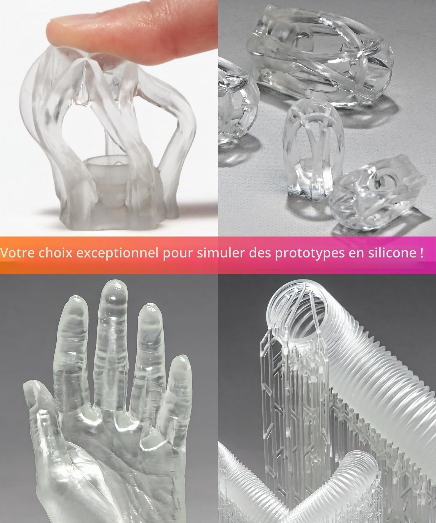 SuperElastic Résine d'imprimante 3D, Douceur 60A simulant du silicone souple, Fabriquée en Corée par 3DMaterials (500g, Transparent)