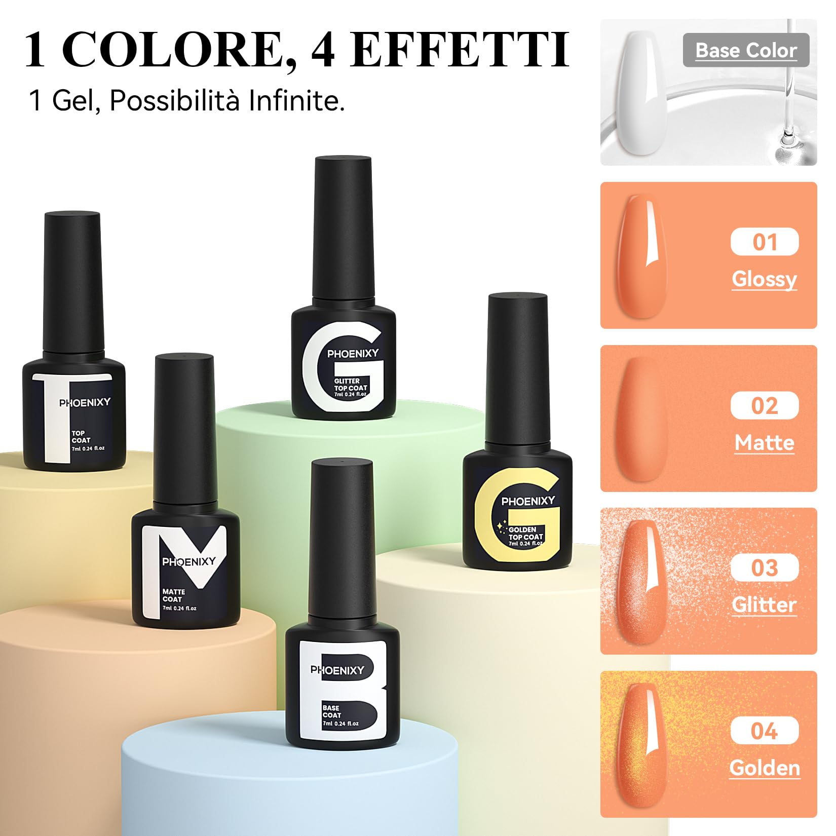 PHOENIXY 43PCS Kit Unghie Gel Completo Con Lampada UV, 20 Colori Smalto Semipermanente Unghie & 3 Gel Ricostruzione Unghie Con Soluzione Scivolosa, Kit Ricostruzione Unghie Completo Regali Per Donne