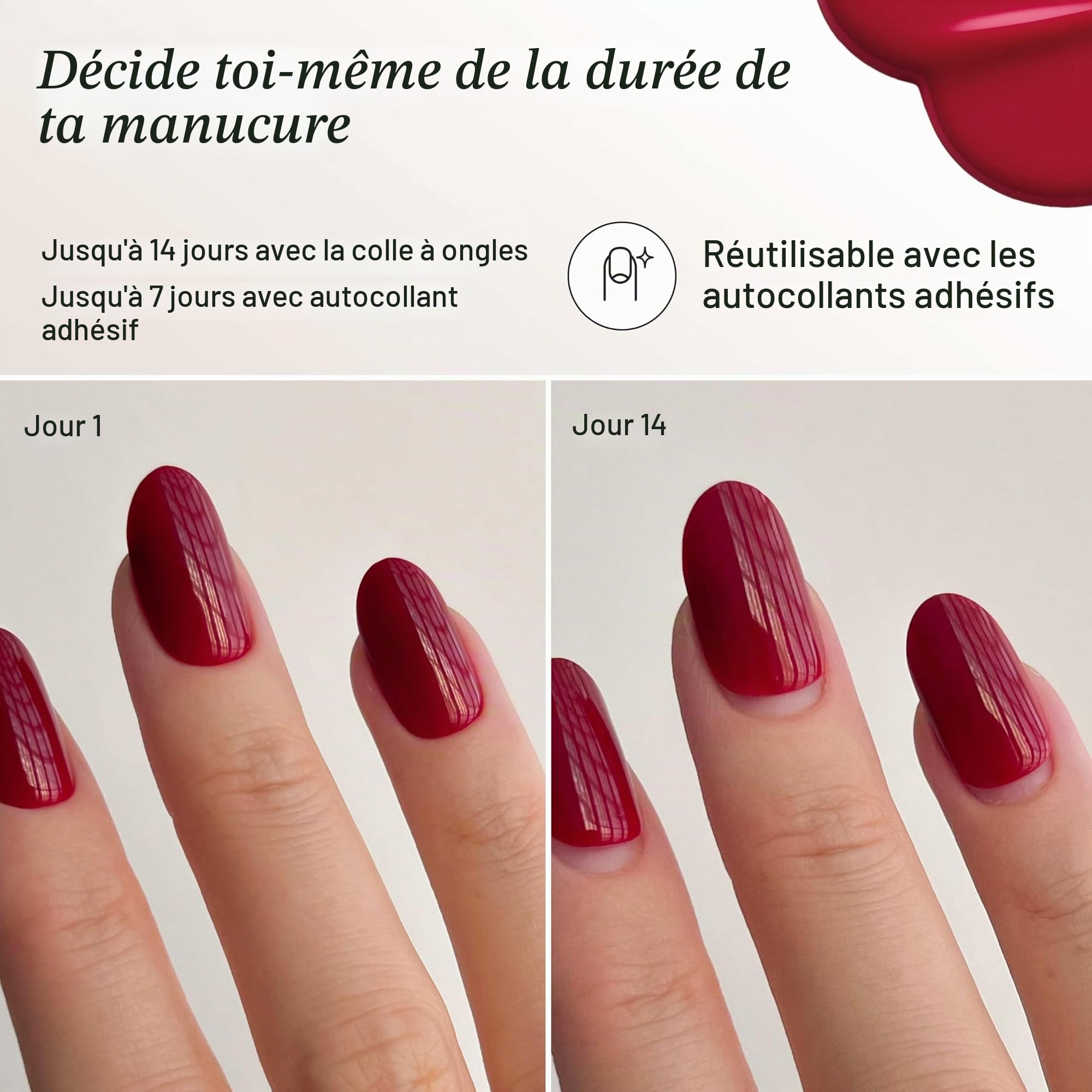DOONAILS® Lot de 30 faux ongles à presser en gel souple Brownie - Ronds courts - Marron nude - Ombre chromé - Ongles à coller - Couverture complète - Qualité salon