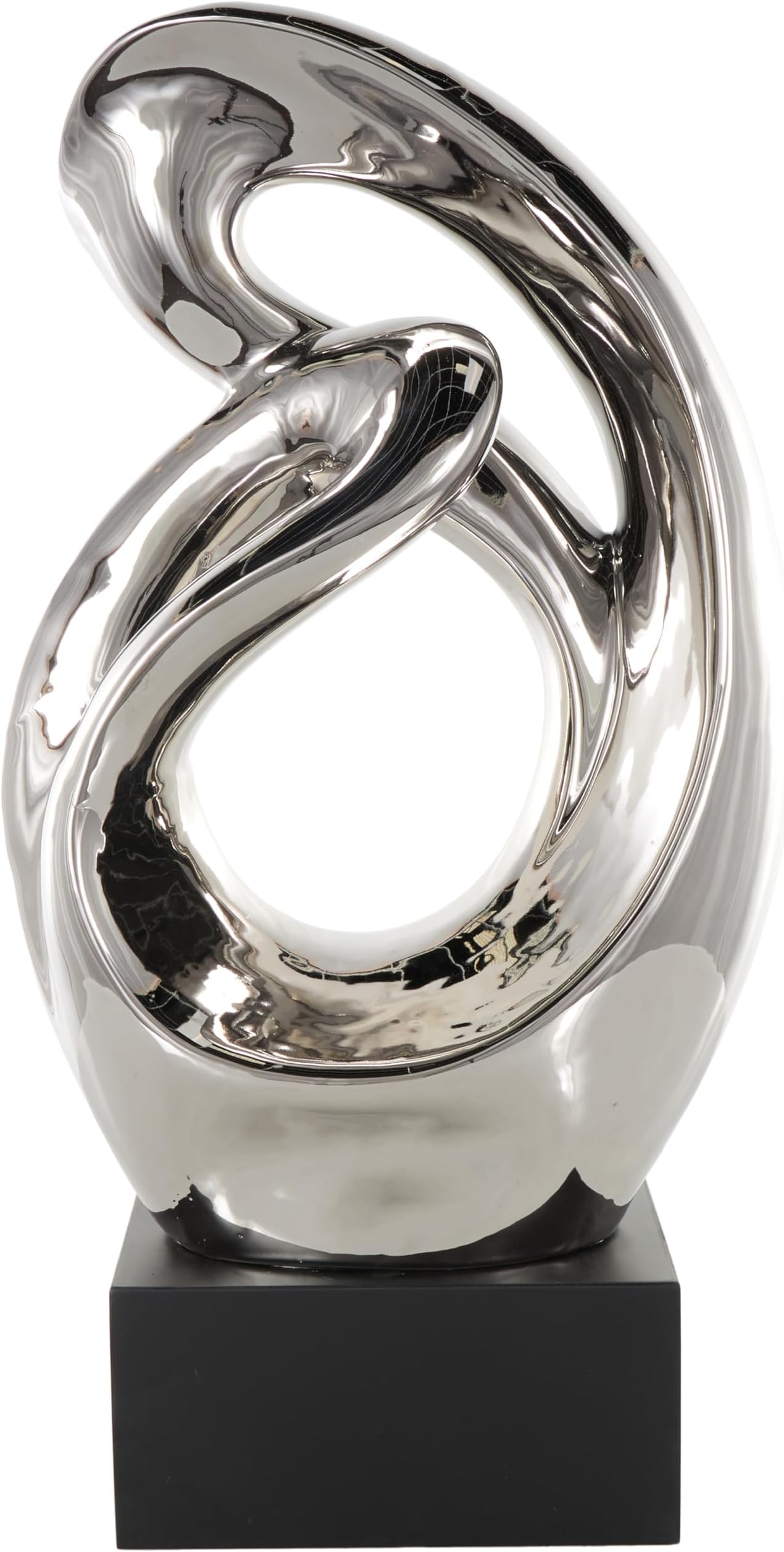 Deco 79 Ceramic Abstract Decorative Sculpture Home Decor Statue, Accent Figurine 14" x 7" x 27", Silver