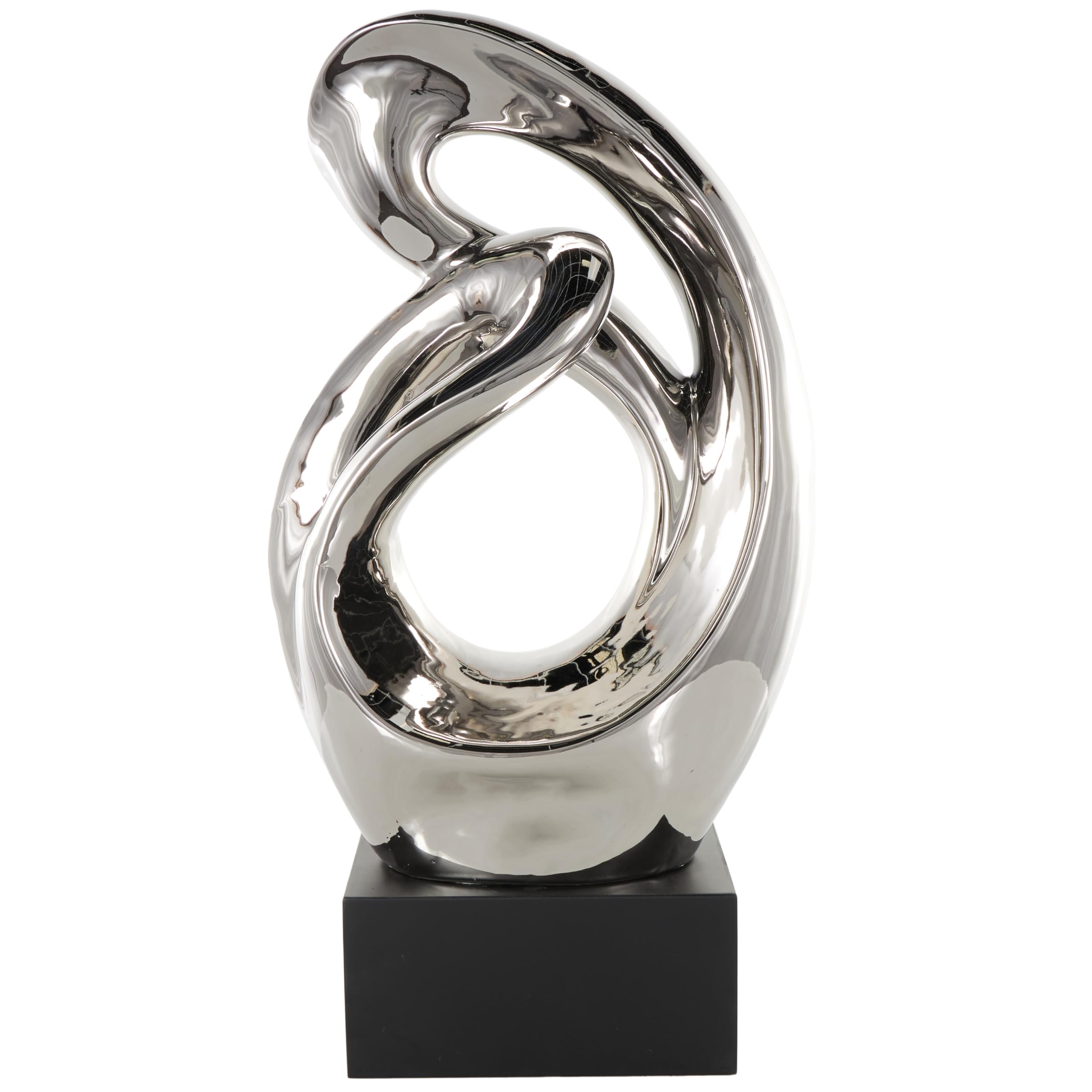 Deco 79 Ceramic Abstract Decorative Sculpture Home Decor Statue, Accent Figurine 14" x 7" x 27", Silver