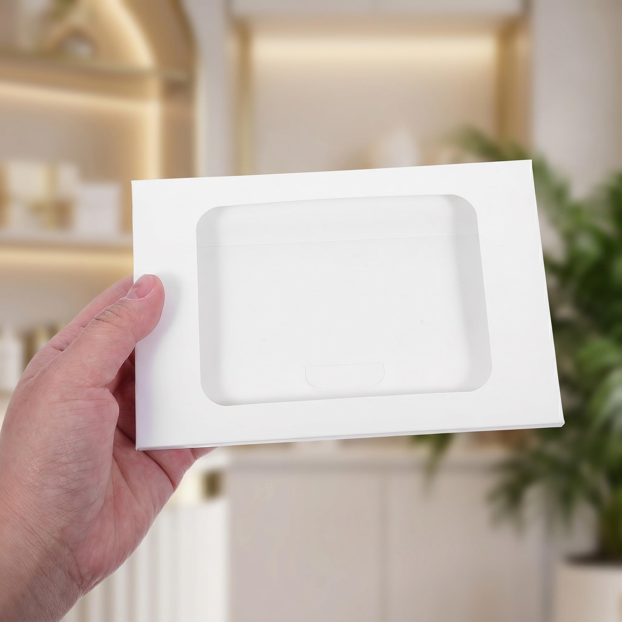 Lurrose 100 Mini-Kraftpapier-Umschläge – 6" x 4" kleine Umschläge mit Sichtfenster für Visitenkarten, Hochzeitseinladungen, Fotos, Postkarten und Gastgeschenke