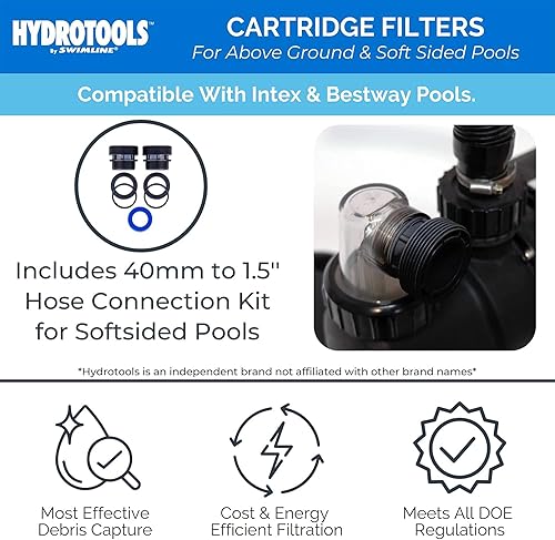 Miniatura 2 de HYDROTOOLS Bombas de filtro de arena y cartucho para piscinas sobre el suelo  Sistemas de limpieza de 12-16 pulgadas y 8-40 SF  Opciones de bomba de