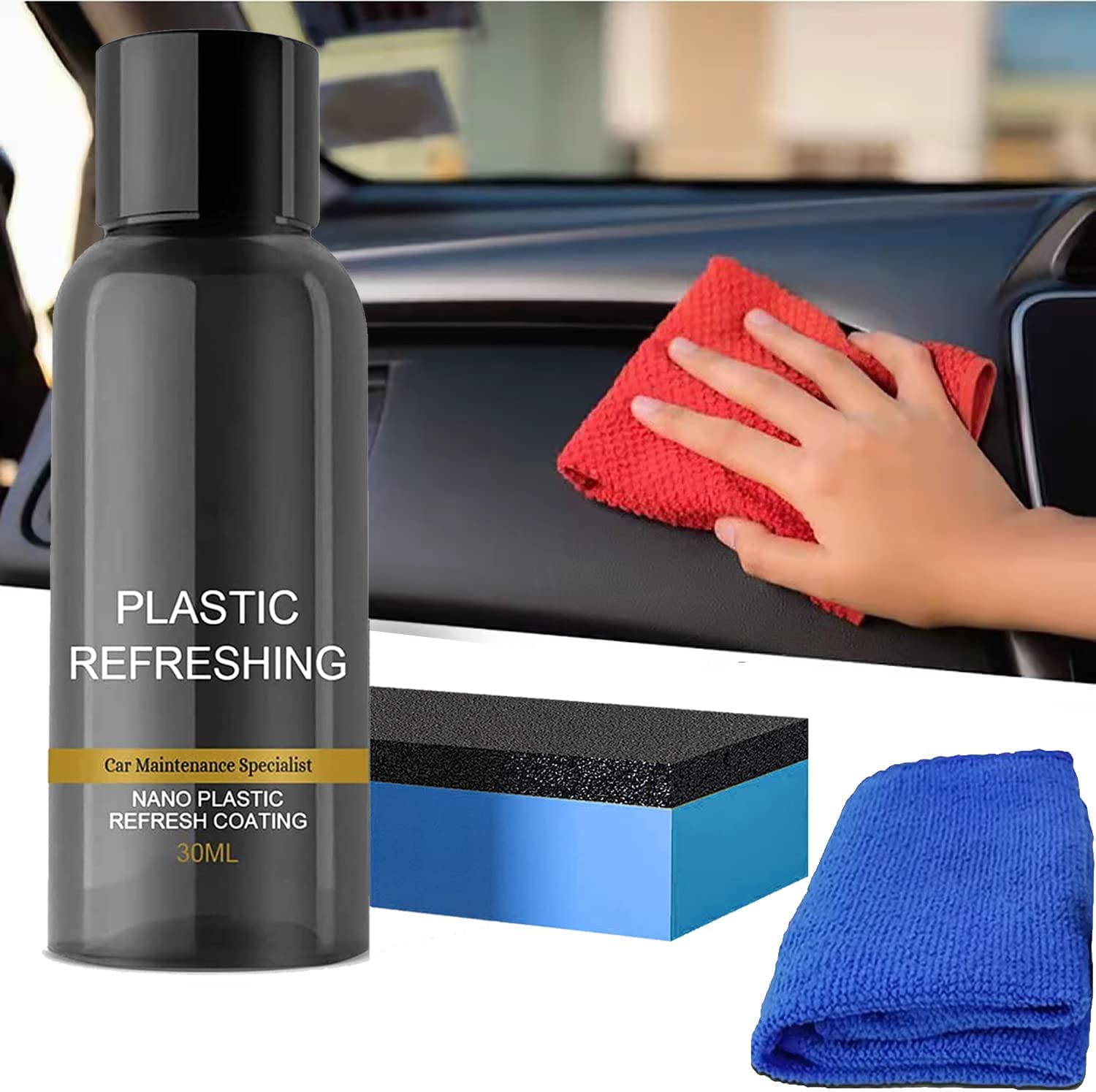 Plastic Revitalizing Coating Agent, Nano Plastic Refreshing Coating, Car Plastic Parts Retreading Agent Automotive Interior Cleaning – Liquid, 30 Ml
