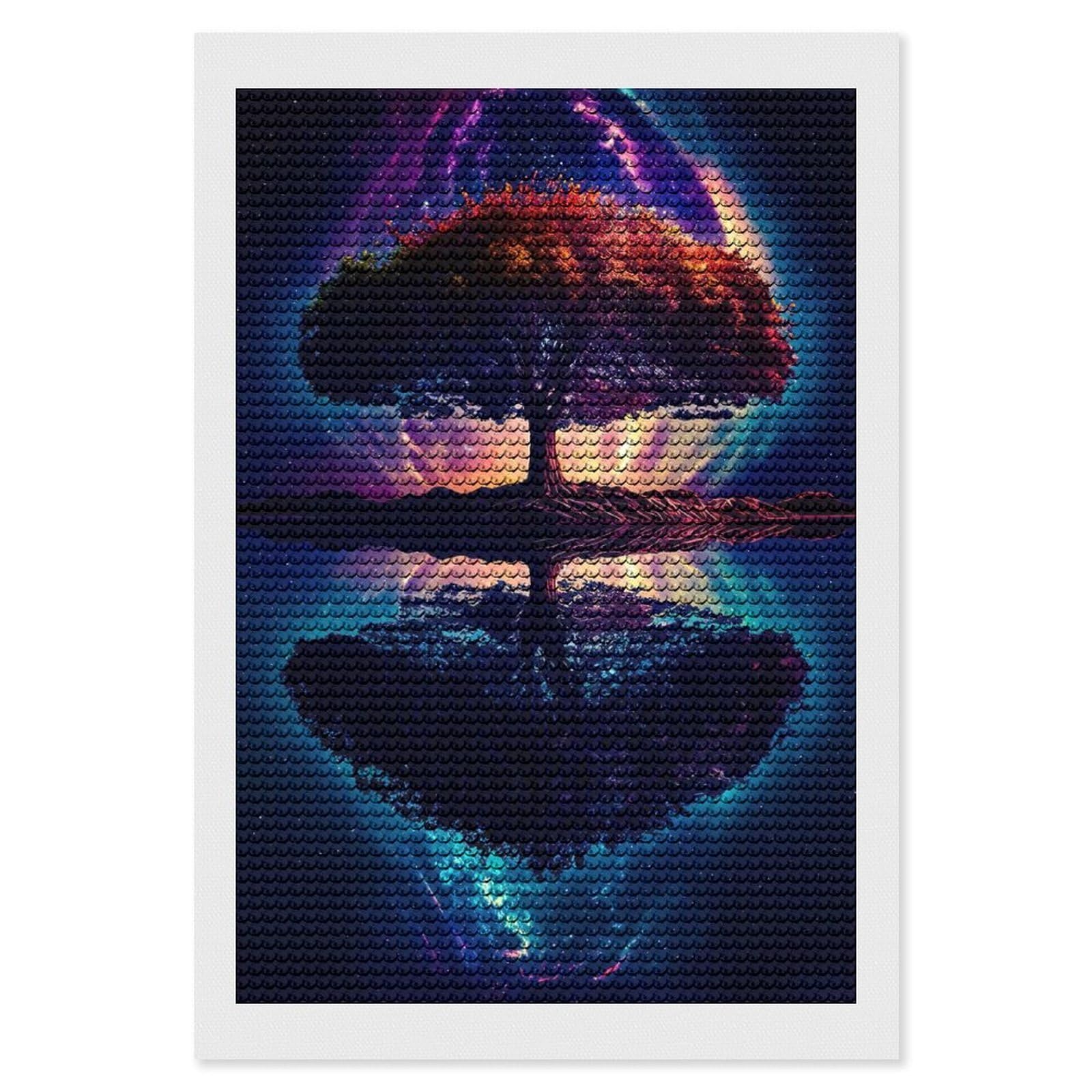 Junmoney Cosmic Tree of Life(2) DIY Diamond Art Canvas Kit 8"x12", for Teens, Aesthetic Room Decor, Farmhouse Decor, Canvas Picture, Birthday Gift