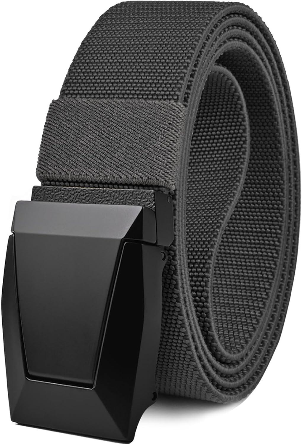KingMoore Men's Belt - 1.5 inch Military Tactical Stretch Web Nylon Belt with Quick Release Buckle M(Waist:30"-35") Grey