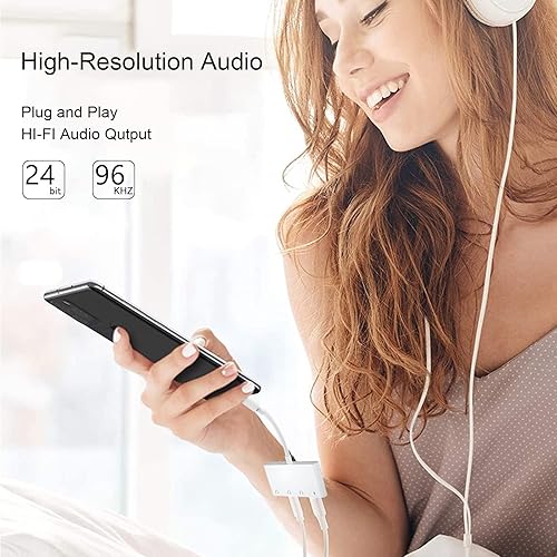 Miniatura 13 de Adaptador de conector de auriculares 3 en 1 dual de 0.138 in - Adaptador de audio y carga para auriculares - Divisor de auriculares para iPhone