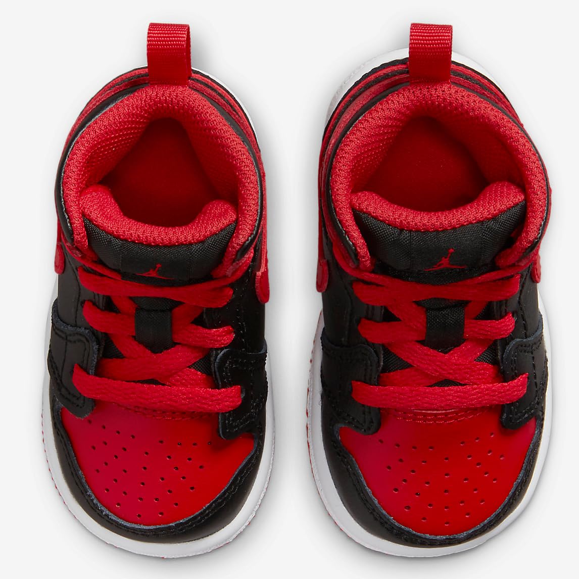 NIKE Jordan 1 MID (TD) Toddler DQ8425-060 (Black/FIRE RED-White), Size 3