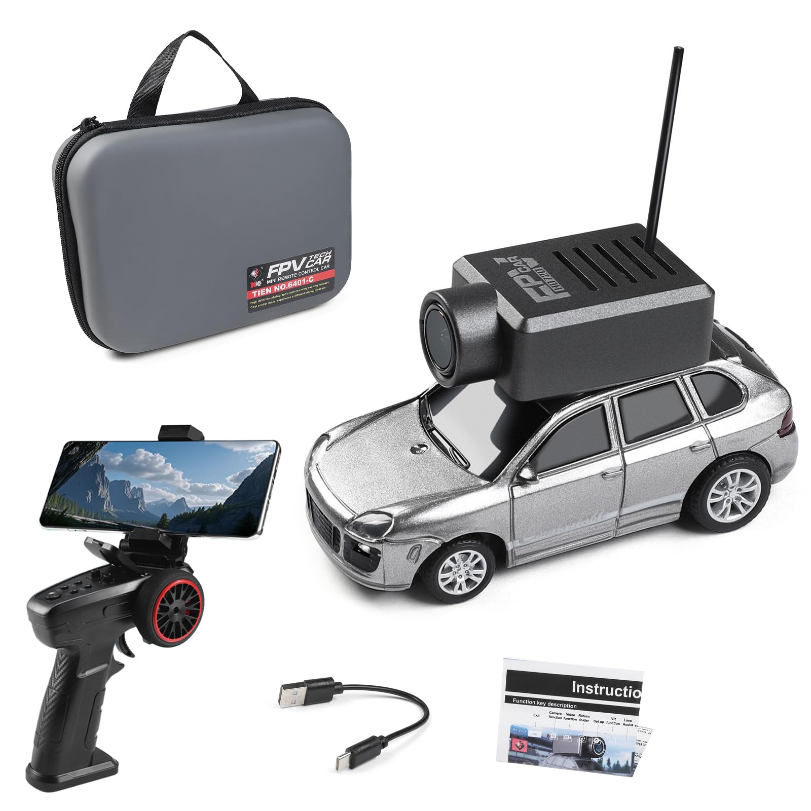 Wltoys – Mini voiture télécommandée, voiture de dérive FPV RC à l'échelle 1:64 avec caméra HD 720p, émetteur 2,4 GHz, contrôle par application WiFi avec gyroscope, lumières LED, mini jouets de