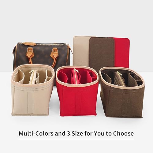 Miniatura 7 de Organizador de bolsos y modelador de base para Speedy 30 & Neverfull mm, organizador de bolsas de fieltro para bolsos con cremallera de metal bolsa