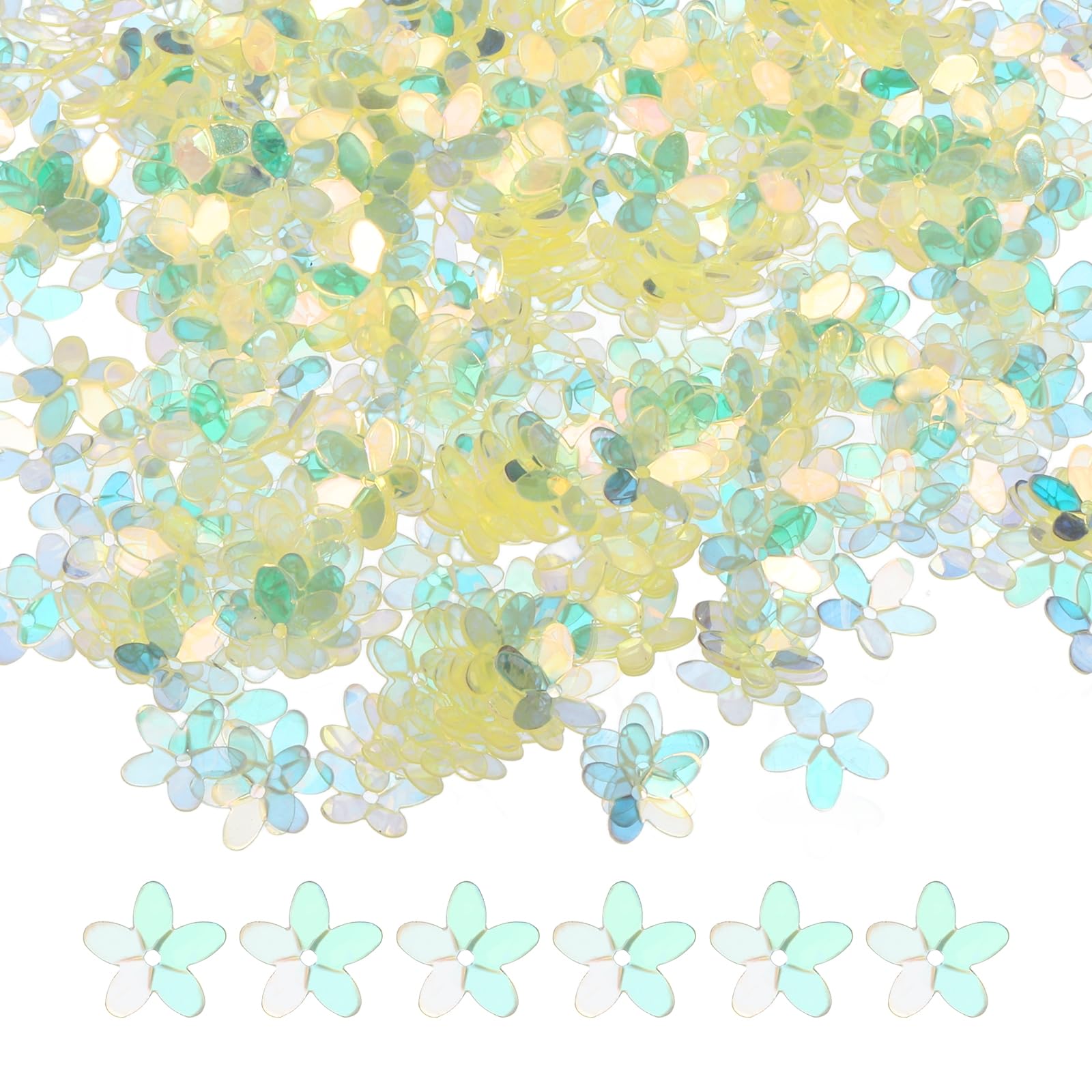 sourcing map 50 Gram Flower Loose Sequins 10mm Transparent Yellow — image 1