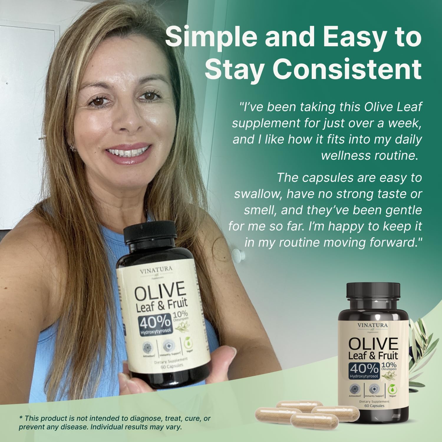 VINATURA Hydroxytyrosol Supplement, Olive Leaf Extract - 40% Hydroxytyrosol Olive Fruit Extract, 10% Oleuropein Olive Leaf Extract Capsules - 60 Capsules - Image 5