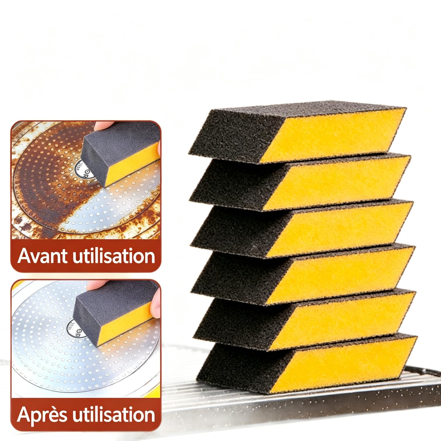 Éponge de Nettoyage Multisurface avec Face Abrasive – Accessoire Ménager pour Cuisine et Salle de Bain – Idéale pour Ustensiles，Éponge 20 pcs+Gants de Vaisselle