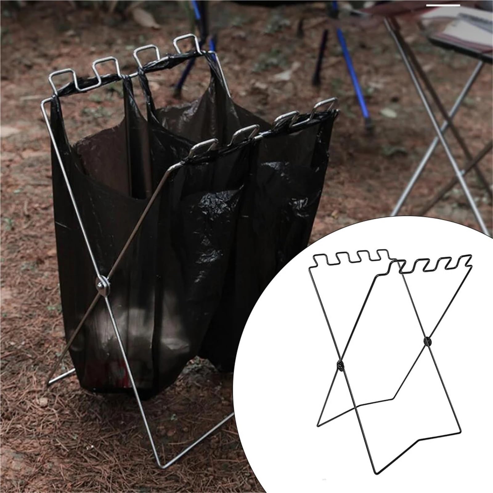 Estante for Bolsas de Basura, Soporte Plegable for, Estante clasificación residuos portátil for Acampar, Colgante, Almacenamiento para Bolsas