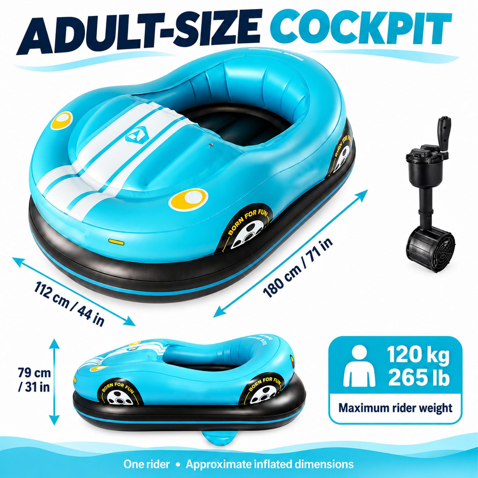 Tumbona motorizada para Piscina para Adultos, Flotador Hinchable eléctrico Tipo Coche de Choque, Velocidad de 2 a 4 km/h, para Fiestas de Verano y reuniones Familiares. Red
