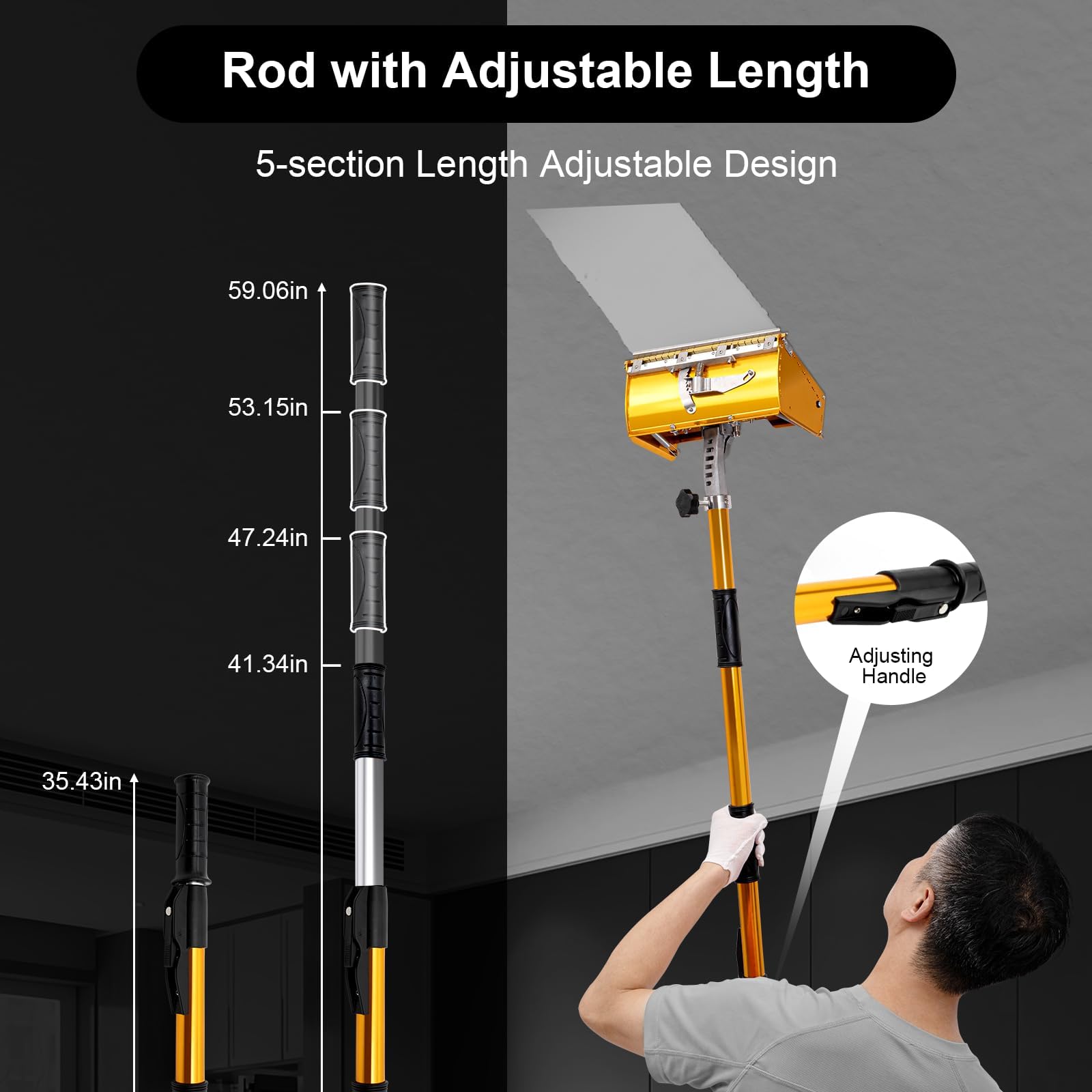 Boîte De Finition Enduit Placo Kit Outils Plaquiste Avec Manche Réglable Banjo Placo Bazooka Plaquiste 105-168cm Pour Murs Et Plafonds Masticage Mastic Murs Plafonds Maisons Bricoler