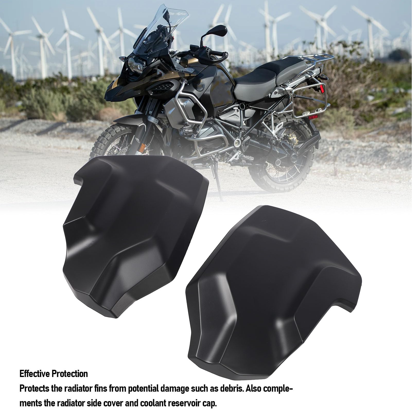 Aramox Panneau Latéral de Radiateur Avant, 2 Pièces ABS Pièces Latérales de Moto Couvercle de Protection de Radiateur Avant pour R1250 GS Adventure 2018 à 2023 2022 R1250GS ADV (Black)