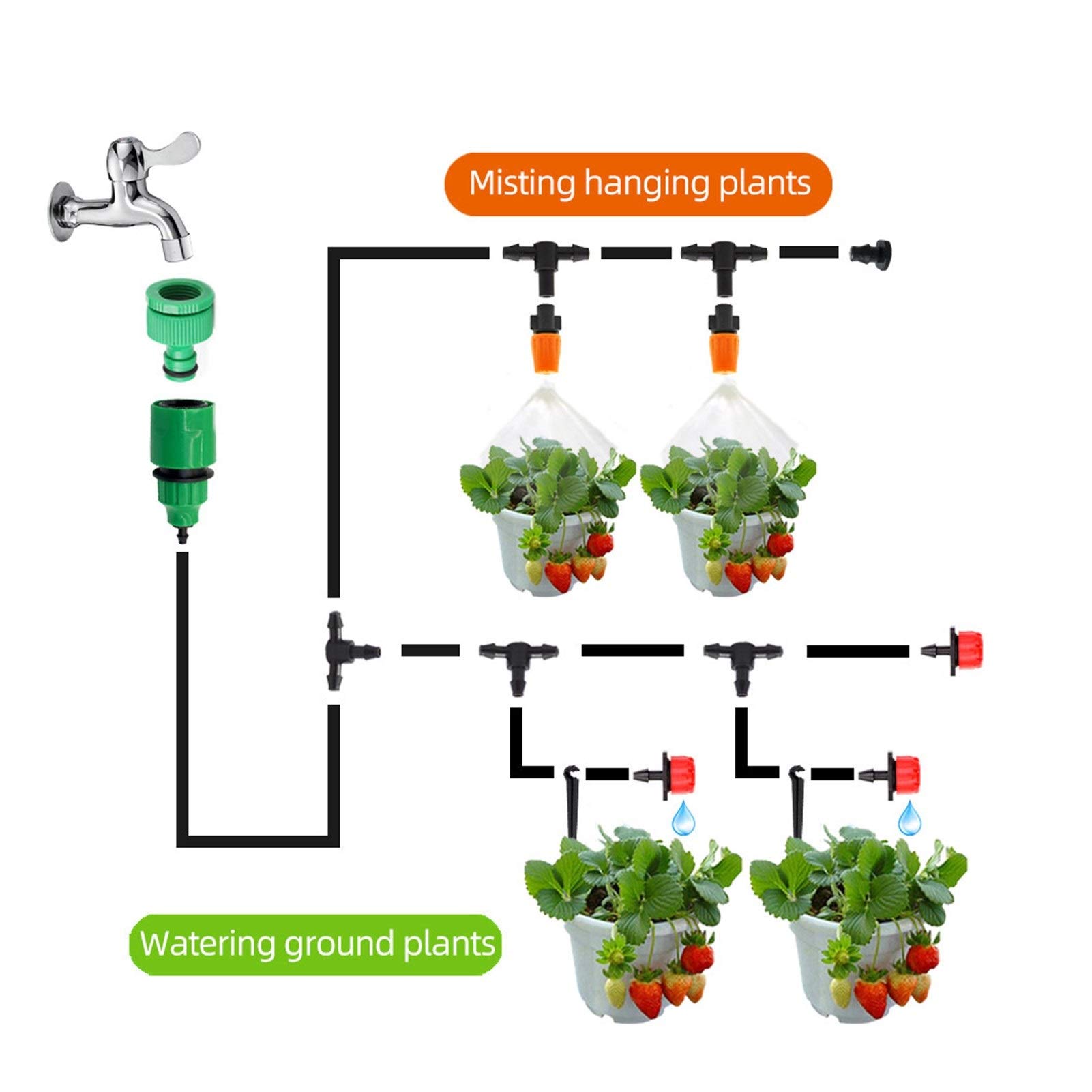 Spruzzatore per irrigazione da giardino Professional Kit Micro irrigazione goccia a goccia Sistema di innaffiatura del giardino del sistema 40M fai da te Timer Filtro riduttore di pressione Gocciolato