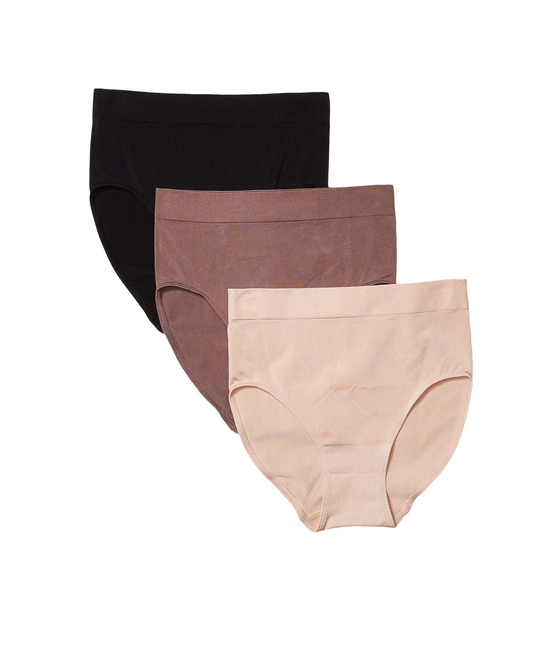 Wacoal Women's B Smooth Brief Panty 3 Pack, Rose Dust, Deep Taupe, Black, XL