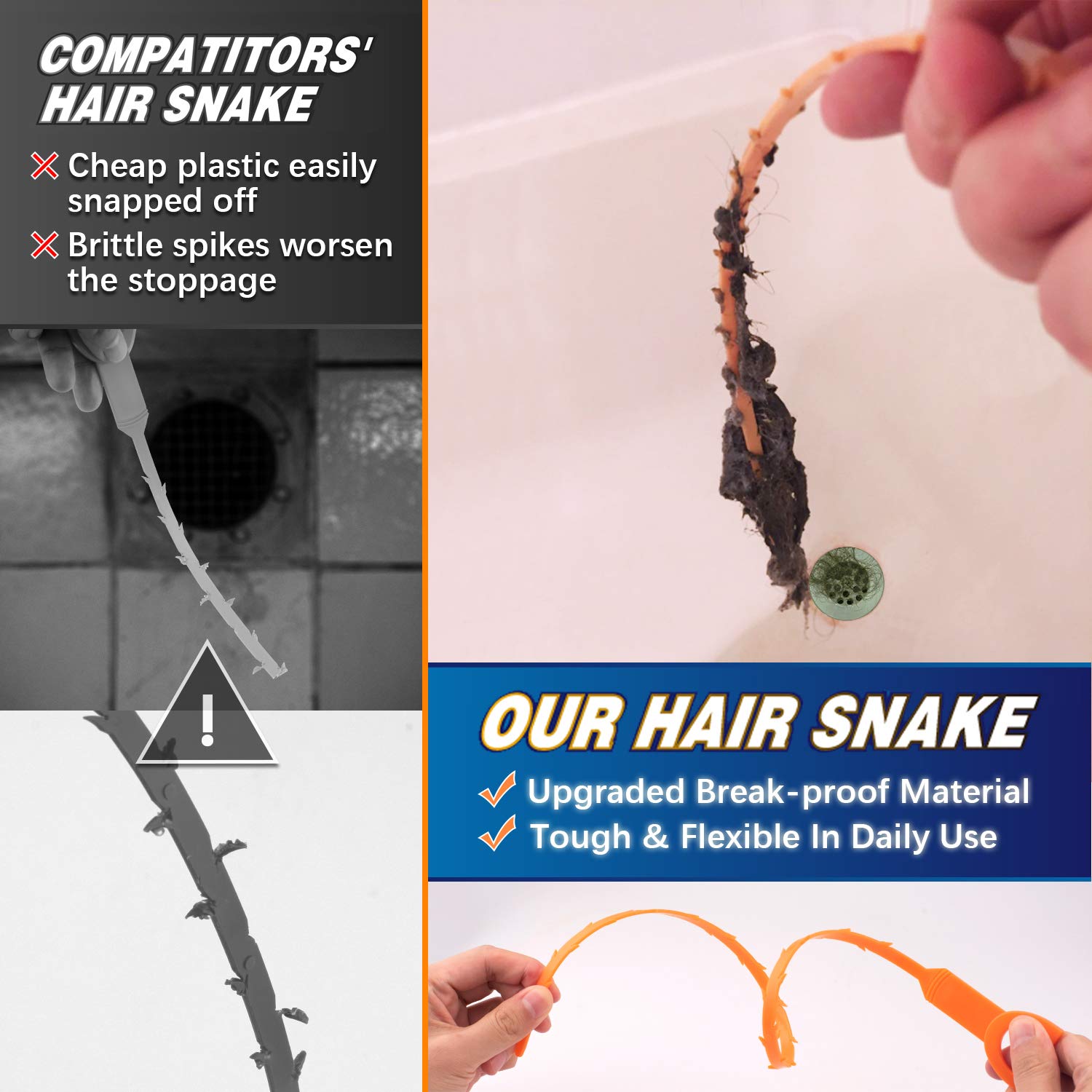 25 Pack Drain Clog Remover 20 Inch, Sink Snake Hair Removal Tool Drain