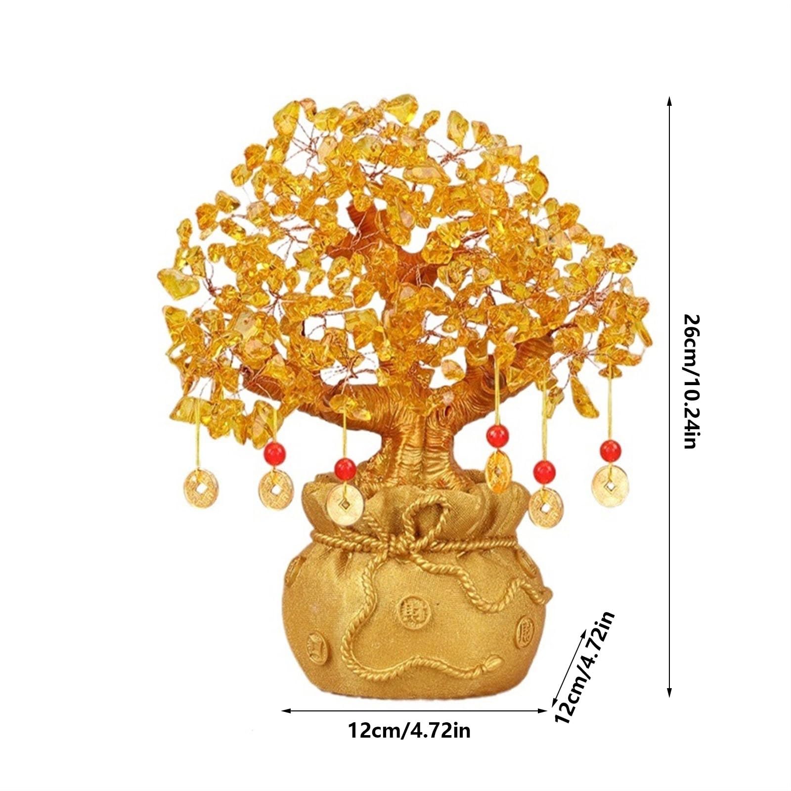 Bogactwo Kryształowe Drzewo Pieniądze Feng Shui Bonsai Błogosławieństwo Torba Roślina doniczkowa na pieniądze fortuny Powodzenia Bogactwo Dobrobyt i sukces Drzewo z kamieni szlachetnych z cytryn