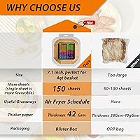 Vista 2 de Forros para freidora de aire de 4 cuartos para freidora de aire Chefman, forros desechables de 7.1 pulgadas para freidora de aire instantánea Vortex