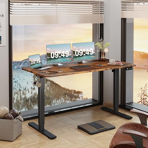 Miniatura 2 de Furmax Escritorio eléctrico de pie ajustable de altura grande de 55 x 24 pulgadas, escritorio de pie para oficina en casa, escritorio para