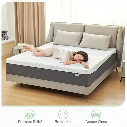 Miniatura 9 de Novilla Colchón tamaño Queen, colchón de espuma viscoelástica de gel de 10 pulgadas para comodidad de felpa, alivio de presión, certificado