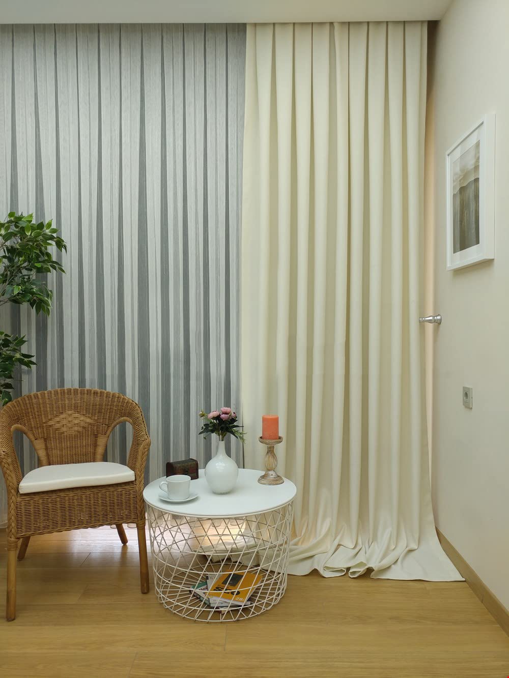 Evdepo Home Ekru Düz Renk Keten Fon Perde, Pilesiz Düz Dikim, Tek Kanat 80 x 250 cm