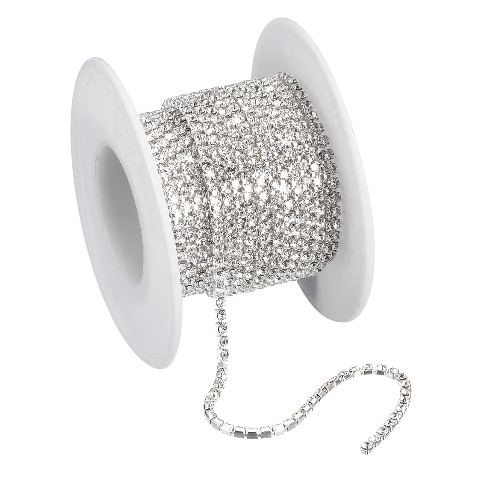 Cadena de diamantes de imitación para coser en bolsas manualidades y zapatos blanco