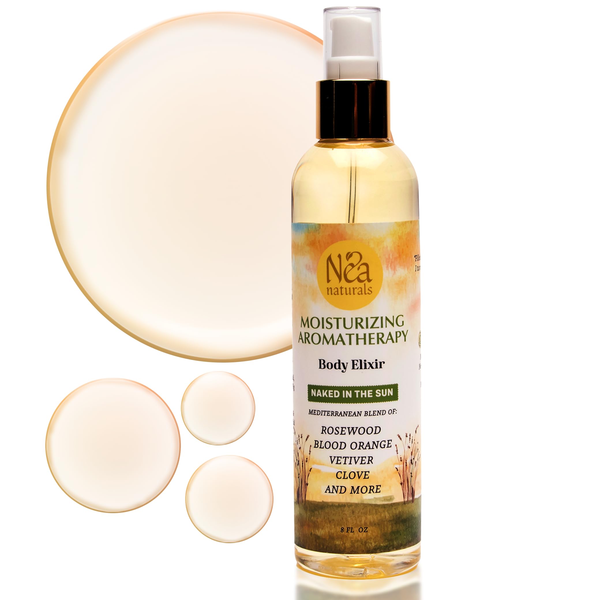 Naked Aromatherapy Body Elixirs - Aromatics Elixir Body Oil - Hydrating Glowing and Moisturizing Body Elixir Oil Enhance Your Body, Mind and Spirit - 8.0 Fl Oz