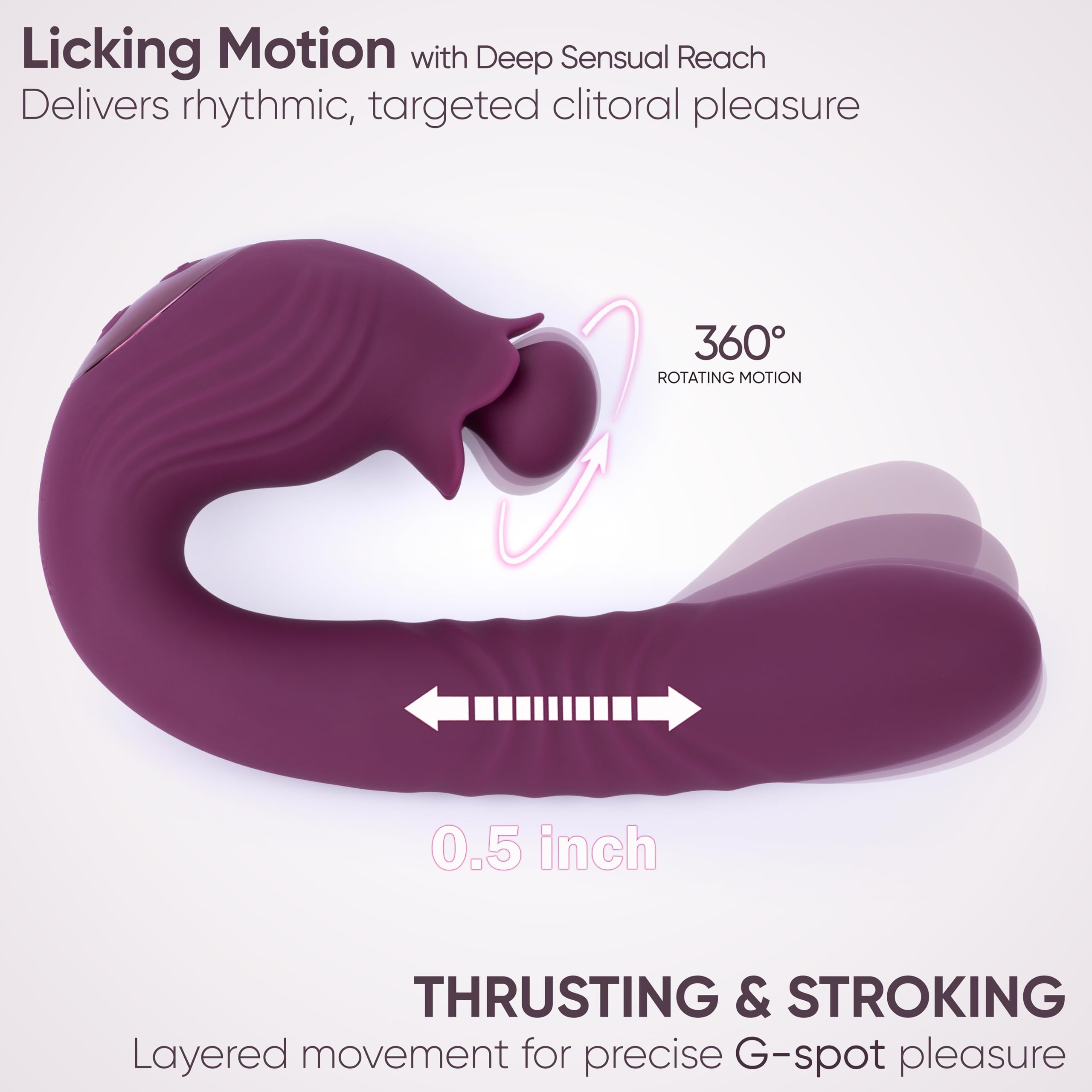 SELOVE Vibratore Rabbit con Spinta e Punta Clitoridea Rotante – 5-in-1 (Viola)