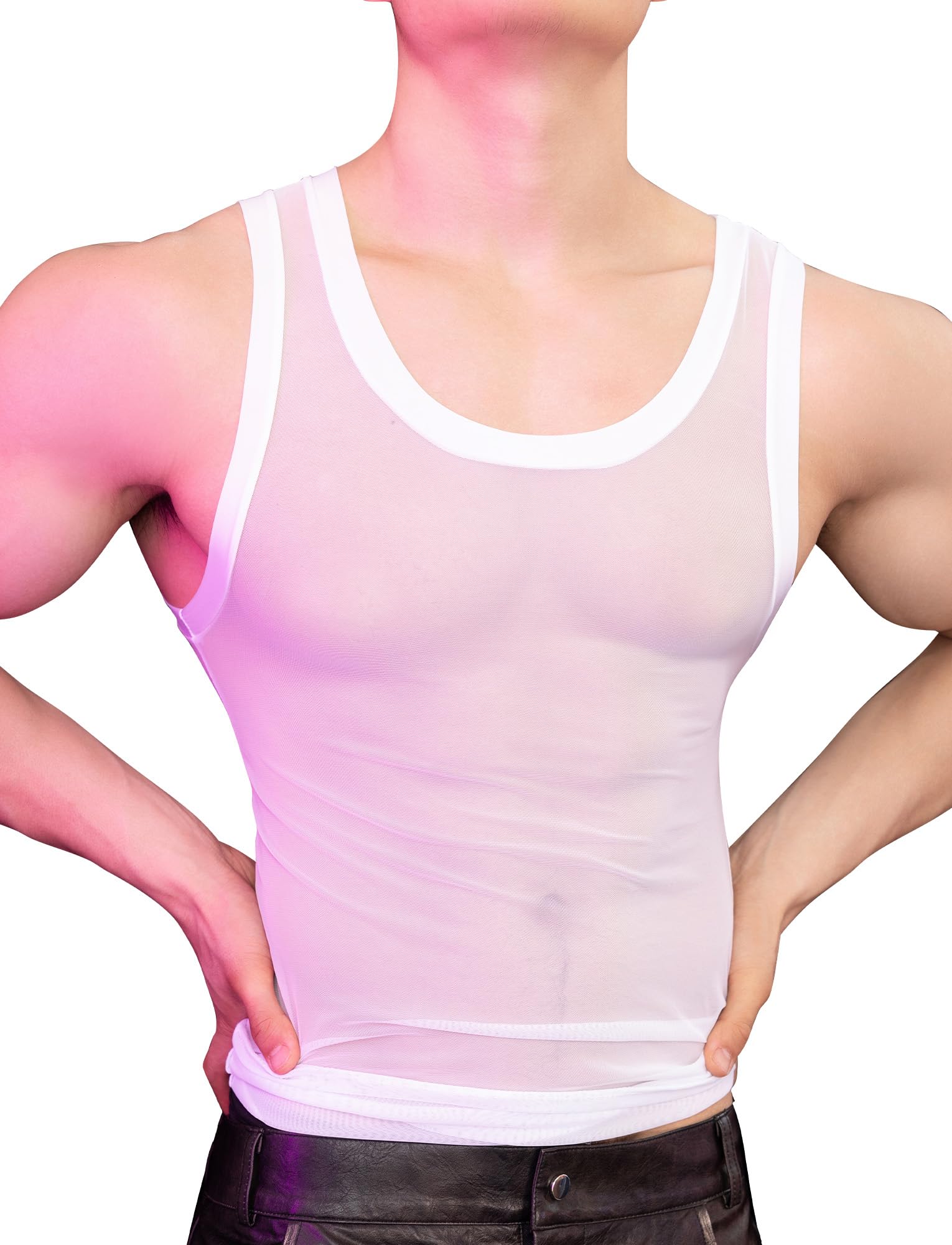 AIEOE Męski podkoszulek ze stretchu, bez rękawów, koszulka z siatki, ściśle przylegający tank top, lekka i cienka koszulka mięśniowa