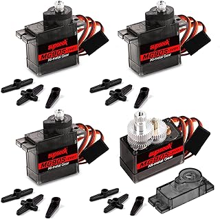 MG90S 9g Micro Servo Motor Kit, Metal Gear 2.0 kg-cm High Torque, 0.08 sec/60 deg 180° Rotation, for RC Plane Arduino Robotics (4pcs)