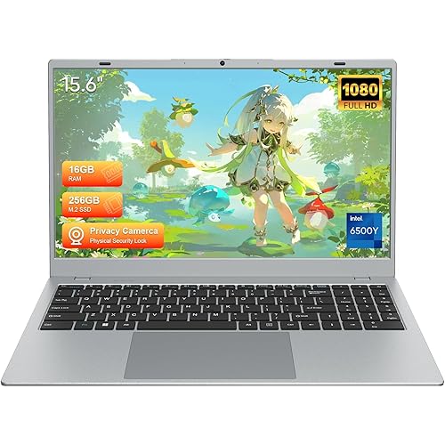 15.6" Full HD Laptop with 16GB RAM 256GB SSD,Laptop Computer, Dual-core 6500Y Processor Up to 3.4GHz,WiFi5,USB-C, Poratable Business and Student Laptops,Sliver