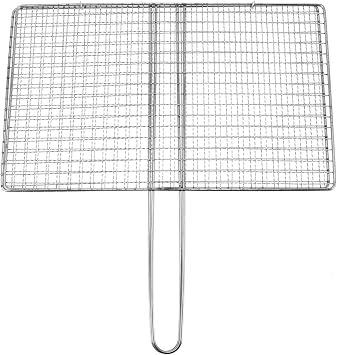 BESPORTBLE Fish Grill Basket, Fish Grilling Basket for Outdoor Stainless Steel Folding Grill Accessories Grill Basket for Bar Camping Picnics Parties