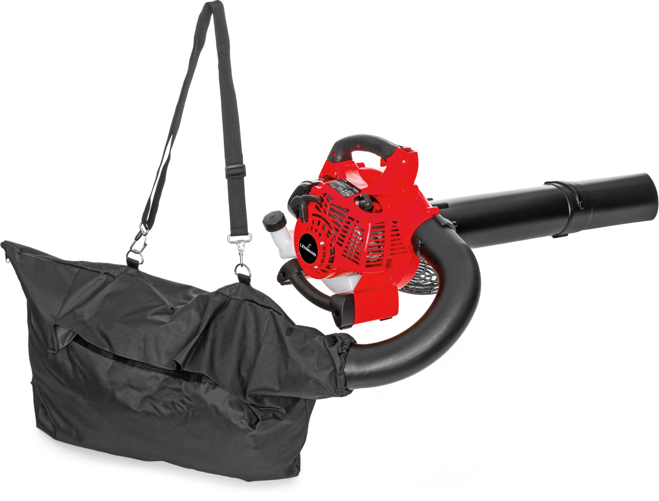 LEHMANN Soffiatore a Scoppio 4in1, Soffiatore a Benzina con Funzione Triturazione, Velocità del Soffio fino 350km/h, 26cc, 2 Tempi, Tracolla & Sacco di Raccolta da 50L, 2 Tubi e 0,5L Olio Miscela