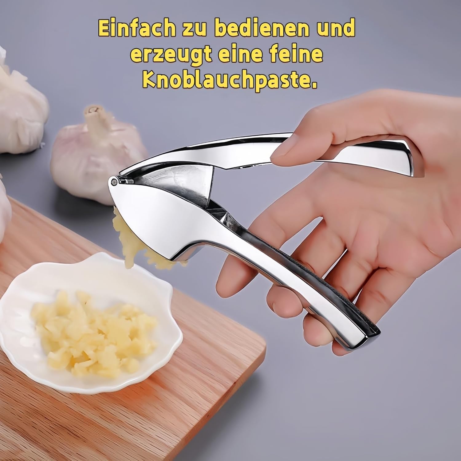 Garlic Press Easy to Use Chops Garlic Effortlessly Dishwasher Safe Effective Tool for Making Garlic Paste (1 Piece, 15.5 cm) image 3