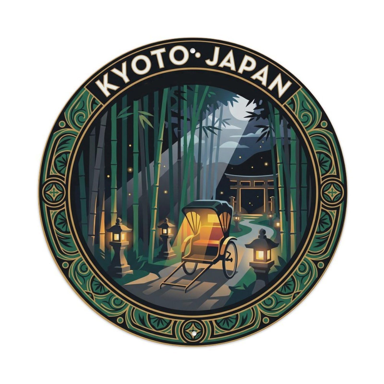 Kyoto Bamboo Grove Lantern Path 1940s Seasonal Japan Metal Tin Sign