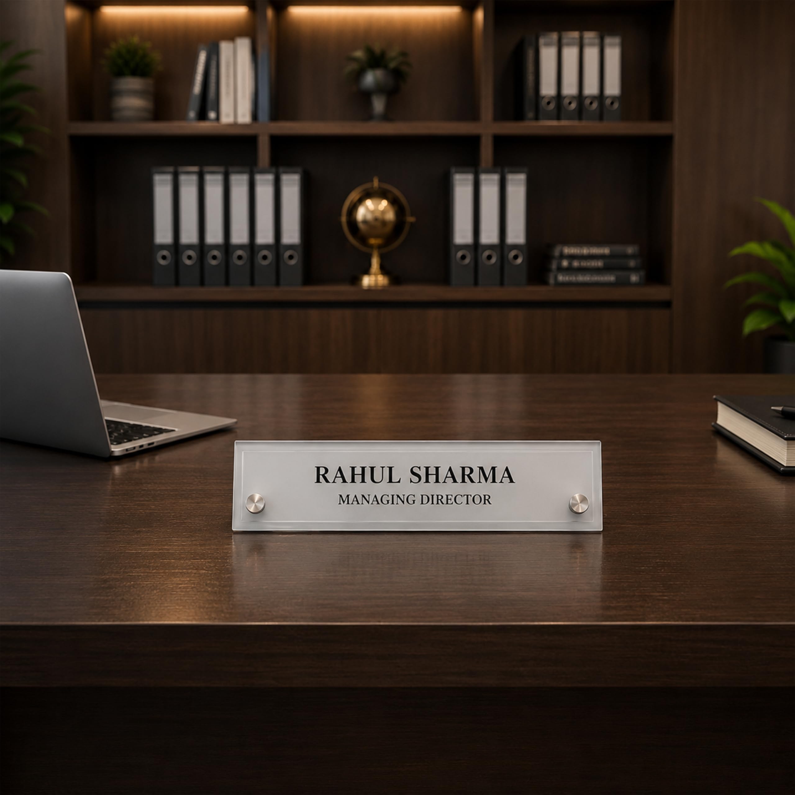Gugan's Acrylic Desk Name Plate - Personalised Desk Name Plate, Custom Desk Sign, Office Plaque, Executive Office Sign (10 x 3 Inches Frost) — Amazon image 4